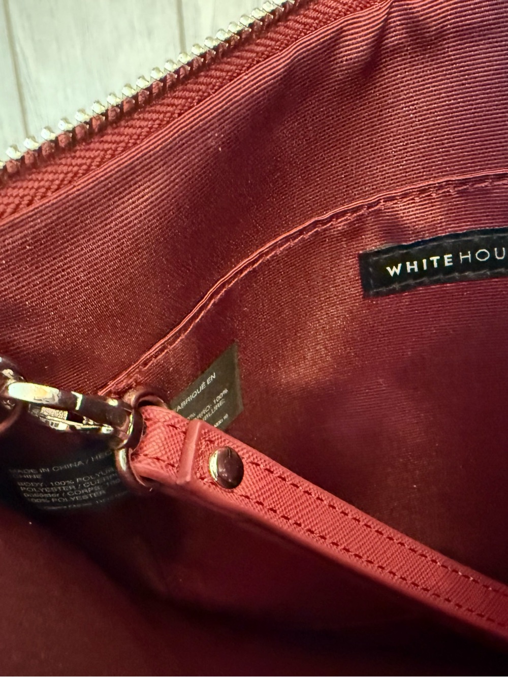 White House Black Market Burgundy Floral Studded Wristlet Clutch - Picture 7 of 12